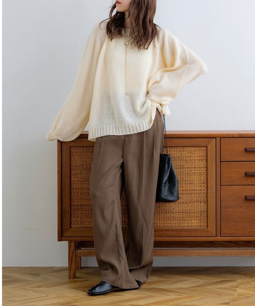 NOAHL（ノアル）の「【NOAHL】透かし編みボリュームニット（ニット/セーター・レディース・モスグリーン/モカ/グレイッシュベージュ/アイボリー・FREE）」の21枚目の写真