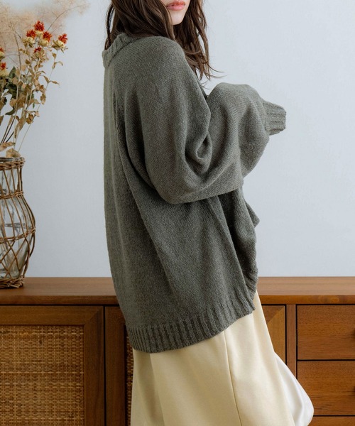 NOAHL（ノアル）の「【NOAHL】透かし編みボリュームニット（ニット/セーター・レディース・モスグリーン/モカ/グレイッシュベージュ/アイボリー・FREE）」の5枚目の写真