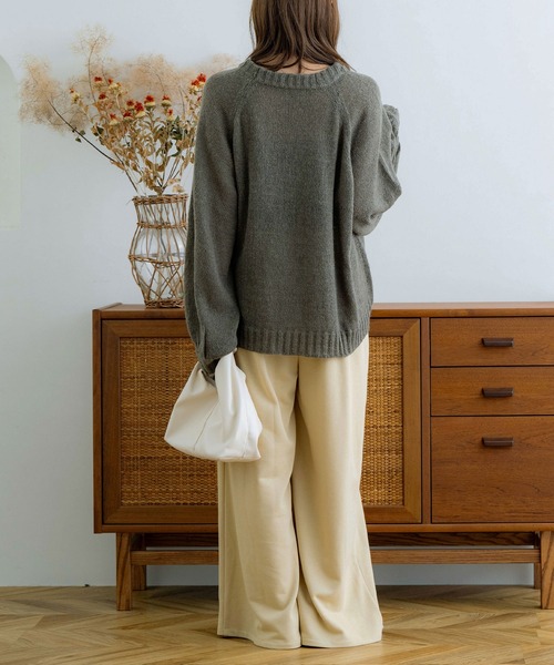 NOAHL（ノアル）の「【NOAHL】透かし編みボリュームニット（ニット/セーター・レディース・モスグリーン/モカ/グレイッシュベージュ/アイボリー・FREE）」の10枚目の写真