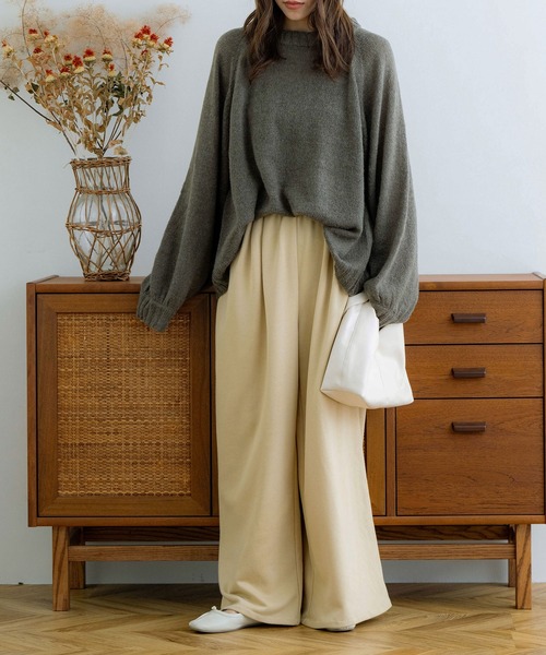 NOAHL（ノアル）の「【NOAHL】透かし編みボリュームニット（ニット/セーター・レディース・モスグリーン/モカ/グレイッシュベージュ/アイボリー・FREE）」の15枚目の写真