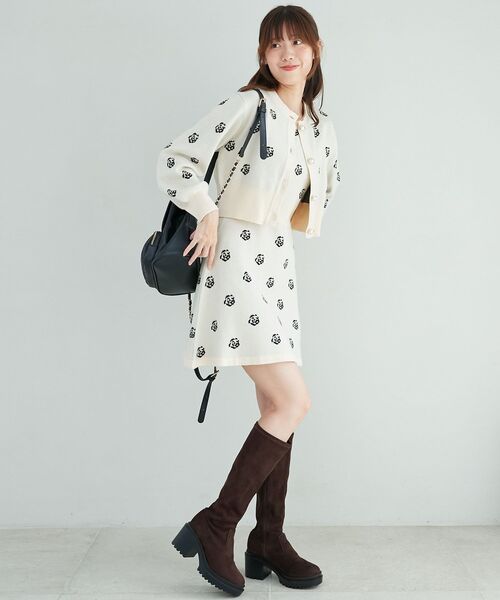 MAJESTIC LEGON(マジェスティックレゴン)の「レディパターンカーデセットワンピ(ワンピース・レディース・ブラック系その他/ブラウン系その他2/ホワイト系その他2・MEDIUM)」の5枚目の写真