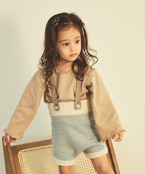 sea and shells by pairmanon（シーアンドシェルズバイペアマノン）の「【sea and shells by pairmanon】サスペンダー付き ニット パンツ ブルマ（その他ベビーウェア・キッズ・ベージュ/ブルー/ブラウン・90/80）」の3枚目の写真