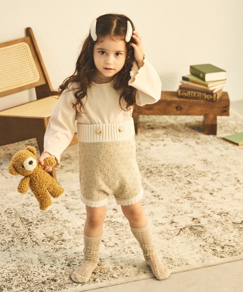 sea and shells by pairmanon（シーアンドシェルズバイペアマノン）の「【sea and shells by pairmanon】サスペンダー付き ニット パンツ ブルマ（その他ベビーウェア・キッズ・ベージュ/ブルー/ブラウン・90/80）」の12枚目の写真