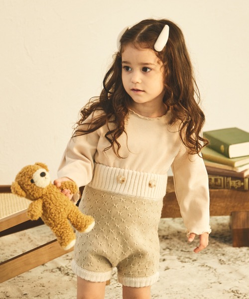 sea and shells by pairmanon（シーアンドシェルズバイペアマノン）の「【sea and shells by pairmanon】サスペンダー付き ニット パンツ ブルマ（その他ベビーウェア・キッズ・ベージュ/ブルー/ブラウン・90/80）」の14枚目の写真