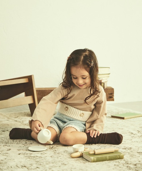 sea and shells by pairmanon（シーアンドシェルズバイペアマノン）の「【sea and shells by pairmanon】サスペンダー付き ニット パンツ ブルマ（その他ベビーウェア・キッズ・ベージュ/ブルー/ブラウン・90/80）」の18枚目の写真