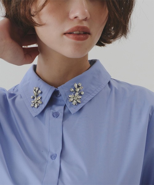 titivate（ティティベイト）の「襟付ビジューシャツ（シャツ/ブラウス・レディース・ブルー系その他/ホワイト系その他/ブルー系その他2/ホワイト系その他2・L/M/S）」の12枚目の写真