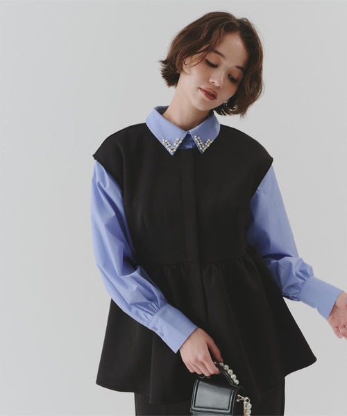 titivate（ティティベイト）の「襟付ビジューシャツ（シャツ/ブラウス・レディース・ブルー系その他/ホワイト系その他/ブルー系その他2/ホワイト系その他2・L/M/S）」の17枚目の写真