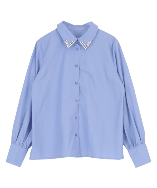 titivate（ティティベイト）の「襟付ビジューシャツ（シャツ/ブラウス・レディース・ブルー系その他/ホワイト系その他/ブルー系その他2/ホワイト系その他2・L/M/S）」の22枚目の写真