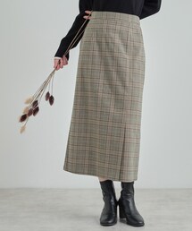 DRESKIP | 【S-LL】きれいなIラインシルエット あったかチェックナロースカート(スカート)