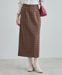 DRESKIP | 【S-LL】きれいなIラインシルエット あったかチェックナロースカート(スカート)
