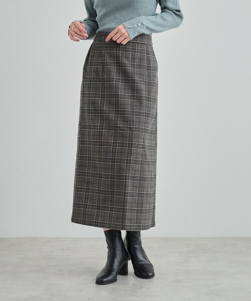 DRESKIP（ドレスキップ）の「◆【S-LL】きれいなIラインシルエット あったかチェックナロースカート（スカート・レディース・ブラック系1/ワイン系1/ベージュ系1・01/02/03/04）」の4枚目の写真