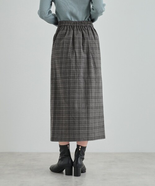 DRESKIP（ドレスキップ）の「◆【S-LL】きれいなIラインシルエット あったかチェックナロースカート（スカート・レディース・ブラック系1/ワイン系1/ベージュ系1・01/02/03/04）」の5枚目の写真