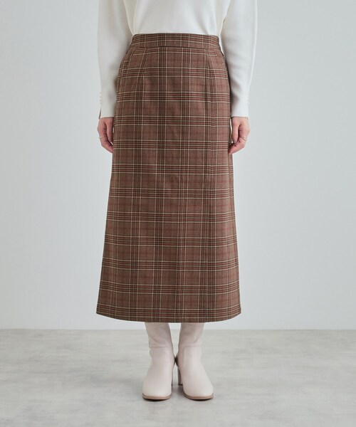 DRESKIP（ドレスキップ）の「◆【S-LL】きれいなIラインシルエット あったかチェックナロースカート（スカート・レディース・ブラック系1/ワイン系1/ベージュ系1・01/02/03/04）」の16枚目の写真