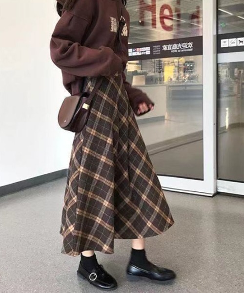 VIVID LADY（ビビッドレディー）の「タータンチェック チェックスカート レディース（スカート・レディース・ブラウン/ベージュ・SMALL/MEDIUM）」の8枚目の写真