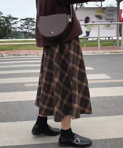 VIVID LADY（ビビッドレディー）の「タータンチェック チェックスカート レディース（スカート・レディース・ブラウン/ベージュ・SMALL/MEDIUM）」の9枚目の写真