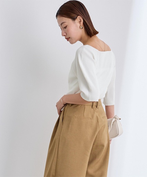 UR'S(ユアーズ)の「バルーンスリーブボートネックニット(ニット/セーター・レディース・ネイビー/レッド/ホワイト/杢グレー/ブラック・S/L/M)」の7枚目の写真