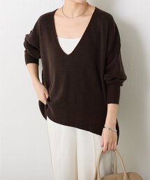 COLLAGE GALLARDAGALANTE | ロールネック深Vニット/WEB限定カラー展開(ニット/セーター)