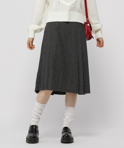 3.3 Field Trip （3.3フィールドトリップ）の「3.3 Field Trip／チェックミディスカート（バックゴム）（スカート・レディース・ブラウン/チャコール・FREE）」の9枚目の写真