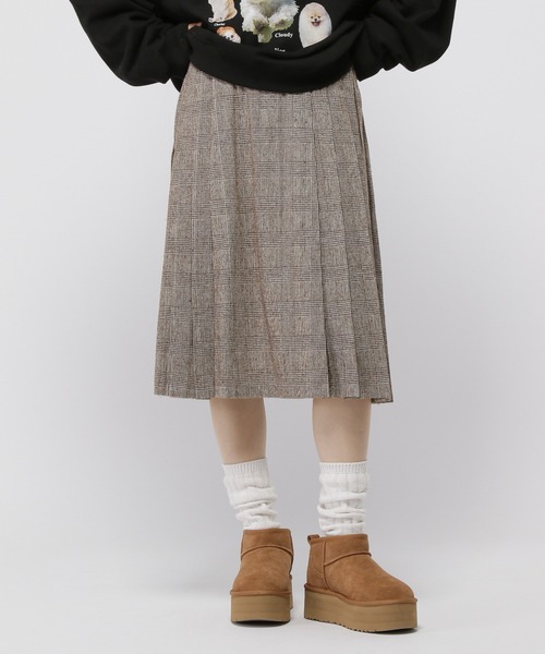 3.3 Field Trip （3.3フィールドトリップ）の「3.3 Field Trip／チェックミディスカート（バックゴム）（スカート・レディース・ブラウン/チャコール・FREE）」の16枚目の写真