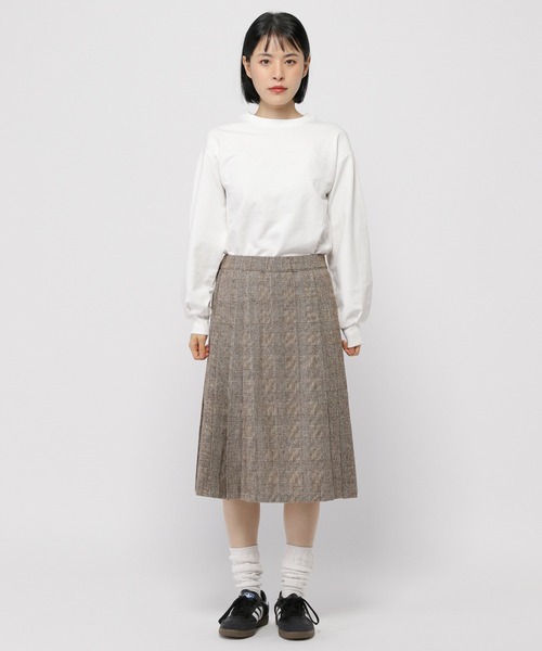 3.3 Field Trip （3.3フィールドトリップ）の「3.3 Field Trip／チェックミディスカート（バックゴム）（スカート・レディース・ブラウン/チャコール・FREE）」の18枚目の写真