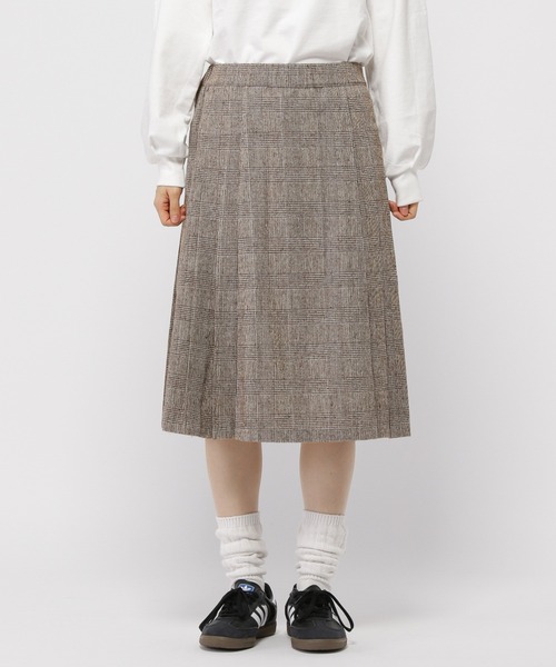 3.3 Field Trip （3.3フィールドトリップ）の「3.3 Field Trip／チェックミディスカート（バックゴム）（スカート・レディース・ブラウン/チャコール・FREE）」の19枚目の写真