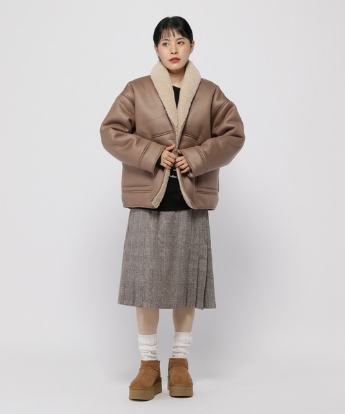 3.3 Field Trip （3.3フィールドトリップ）の「3.3 Field Trip／チェックミディスカート（バックゴム）（スカート・レディース・ブラウン/チャコール・FREE）」の12枚目の写真