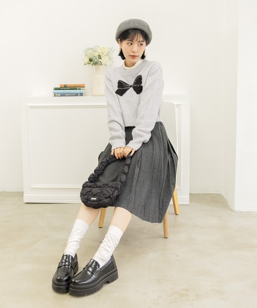 3.3 Field Trip （3.3フィールドトリップ）の「3.3 Field Trip／チェックミディスカート（バックゴム）（スカート・レディース・ブラウン/チャコール・FREE）」の5枚目の写真