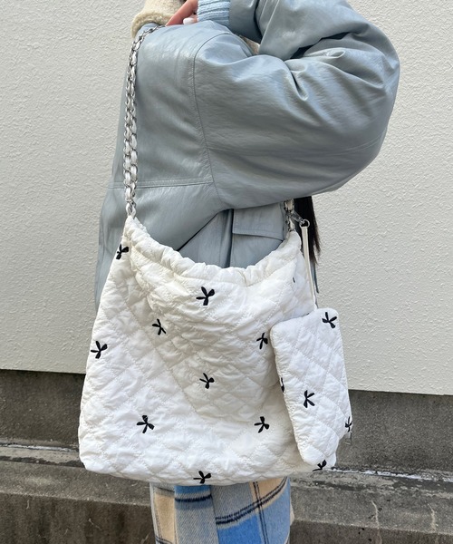 poiregnee（ポワニェ）の「［select］リボンキルティングバッグ（ショルダーバッグ・レディース・ホワイト/ブルー・FREE）」の6枚目の写真