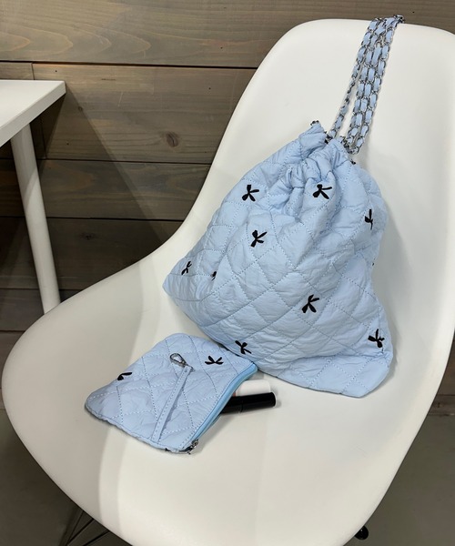 poiregnee（ポワニェ）の「［select］リボンキルティングバッグ（ショルダーバッグ・レディース・ホワイト/ブルー・FREE）」の4枚目の写真