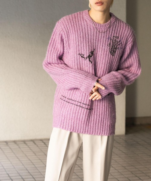 SENSE OF PLACE by URBAN RESEARCH(センスオブプレイスバイアーバンリサーチ)の「グラフィックプリントルーズクルーネックニット(ニット/セーター・メンズ・グレー/ブルー/パープル・LARGE/MEDIUM)」の19枚目の写真