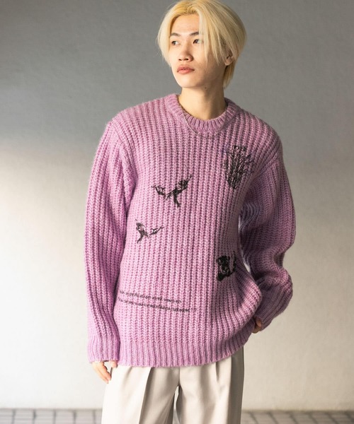 SENSE OF PLACE by URBAN RESEARCH(センスオブプレイスバイアーバンリサーチ)の「グラフィックプリントルーズクルーネックニット(ニット/セーター・メンズ・グレー/ブルー/パープル・LARGE/MEDIUM)」の21枚目の写真