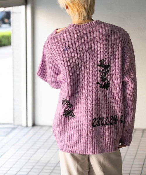 SENSE OF PLACE by URBAN RESEARCH(センスオブプレイスバイアーバンリサーチ)の「グラフィックプリントルーズクルーネックニット(ニット/セーター・メンズ・グレー/ブルー/パープル・LARGE/MEDIUM)」の22枚目の写真