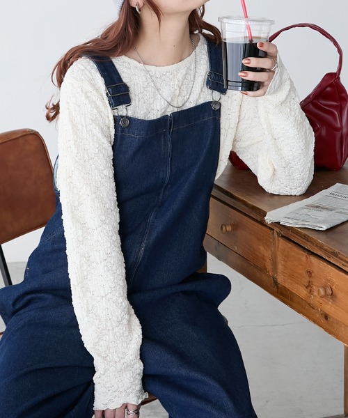 BONLECILL（ボンルシール）の「レースジャガードメローインナー/プルオーバー（Tシャツ/カットソー・レディース・ベージュ/ブラック/ピンク/アイボリー/ブルー・FREE）」の6枚目の写真