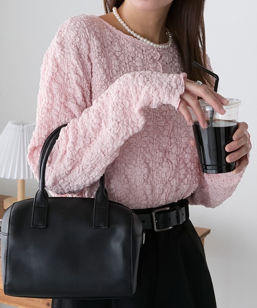 BONLECILL（ボンルシール）の「レースジャガードメローインナー/プルオーバー（Tシャツ/カットソー・レディース・ベージュ/ブラック/ピンク/アイボリー/ブルー・FREE）」の13枚目の写真