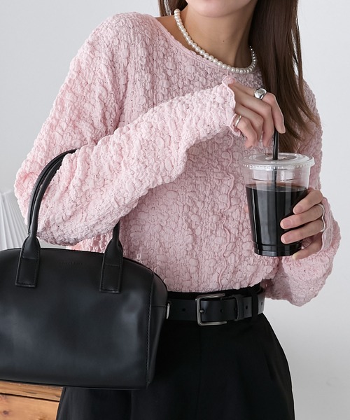 BONLECILL（ボンルシール）の「レースジャガードメローインナー/プルオーバー（Tシャツ/カットソー・レディース・ベージュ/ブラック/ピンク/アイボリー/ブルー・FREE）」の21枚目の写真