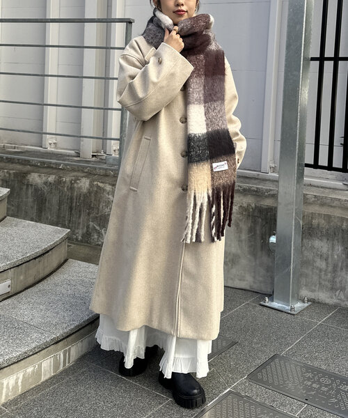 w closet(ダブルクローゼット)の「【3色展開】チェックマフラー(マフラー・レディース・ブラウン/レッド/サックスブルー・ONE SIZE)」の9枚目の写真