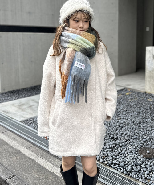 w closet(ダブルクローゼット)の「【3色展開】チェックマフラー(マフラー・レディース・ブラウン/レッド/サックスブルー・ONE SIZE)」の17枚目の写真