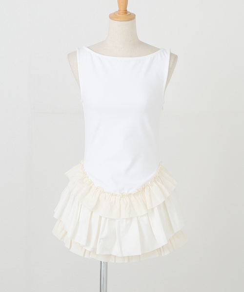 GLOWNY(グロウニ―)の「【GLOWNY/グロウニー】 GIRLFRIEND BLOOM MINI DRESS(ワンピース・レディース・ホワイト・FREE)」の4枚目の写真