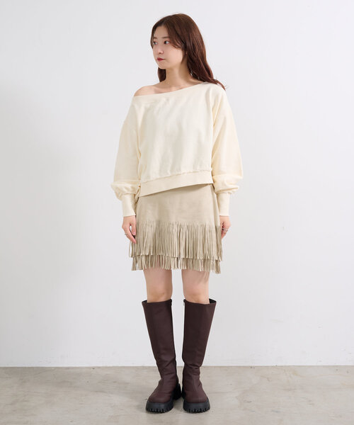 Kastane（カスタネ）の「【新色追加/2サイズ展開】スウェードミニスカート（スカート・レディース・ブラウン/ブラック/ベージュ/アイボリー・1/2）」の13枚目の写真