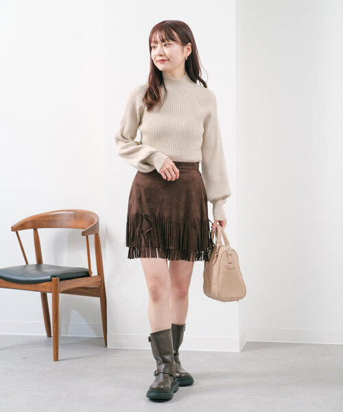 Kastane（カスタネ）の「【新色追加/2サイズ展開】スウェードミニスカート（スカート・レディース・ブラウン/ブラック/ベージュ/アイボリー・1/2）」の20枚目の写真