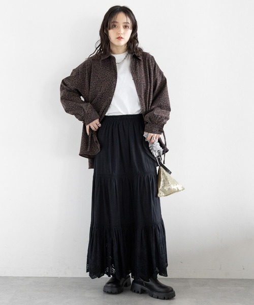 RAGEBLUE（レイジブルー）の「袖リボン/レオパードルーズシャツ（シャツ/ブラウス・レディース・ベージュ/ブラウン・FREE）」の5枚目の写真