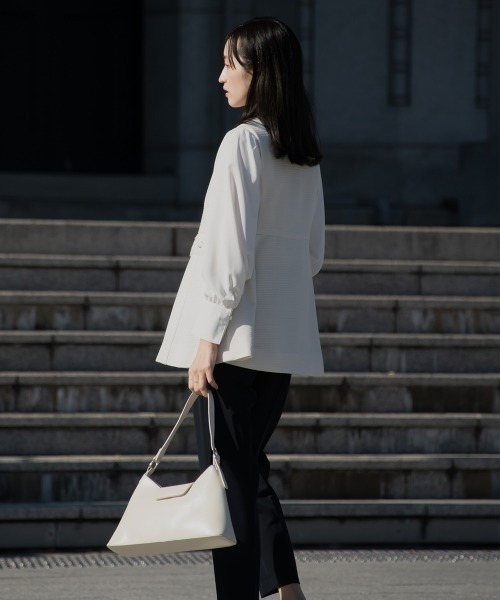 Petitjo（プッチージョ）の「小さいサイズ　【入学式・卒業式・フォーマル】フォーマル4点セット（Aラインジャケット＋ペプラムツイードベスト＋長袖ブラウス＋テーパードパンツ）低身長さん・小柄女性（スーツセット・レディース・ブラック/ネイビー・PS(XS－S)/PS/PM/PL）」の22枚目の写真