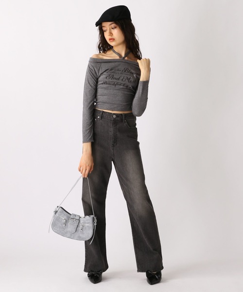 FOREVER 21（フォーエバー トゥエンティーワン）の「【2025SS】タイ付きロゴロングTシャツ（Tシャツ/カットソー・レディース・チャコールグレー/ベージュ・FREE）」の16枚目の写真