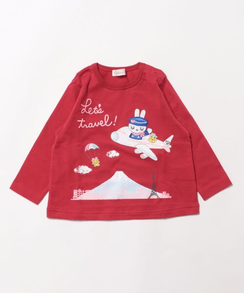 KP（ケーピー）の「日本製/トラベルmimi長袖Tシャツ(80～90)（Tシャツ/カットソー・キッズ・ラベンダー/レッド・90cm/80ｃｍ）」の2枚目の写真