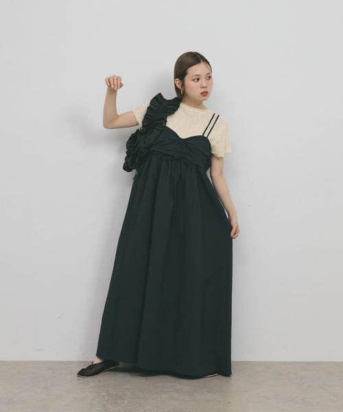 KBF(ケイビーエフ)の「フリルギャザーBAG(ショルダーバッグ・レディース・アイボリー/チャコールグレー/グリーン・ONE)」の5枚目の写真