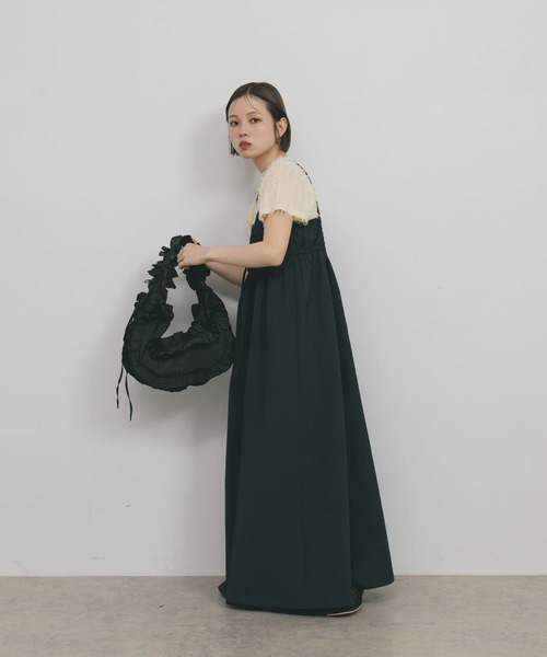 KBF(ケイビーエフ)の「フリルギャザーBAG(ショルダーバッグ・レディース・アイボリー/チャコールグレー/グリーン・ONE)」の6枚目の写真