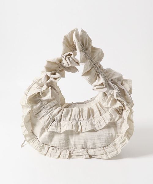 KBF(ケイビーエフ)の「フリルギャザーBAG(ショルダーバッグ・レディース・アイボリー/チャコールグレー/グリーン・ONE)」の10枚目の写真