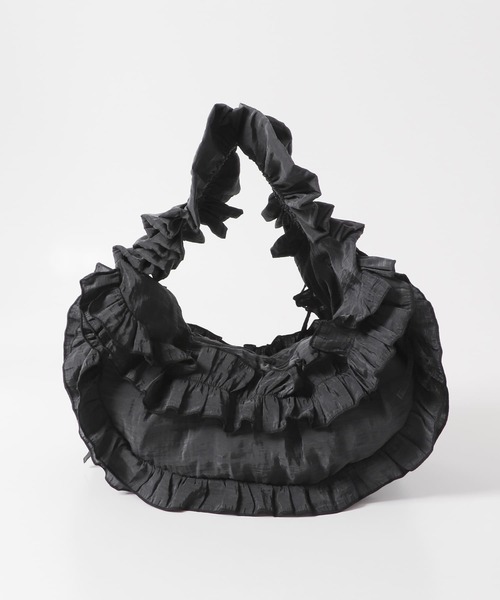 KBF(ケイビーエフ)の「フリルギャザーBAG(ショルダーバッグ・レディース・アイボリー/チャコールグレー/グリーン・ONE)」の11枚目の写真