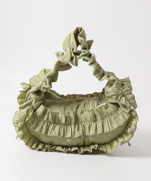 KBF(ケイビーエフ)の「フリルギャザーBAG(ショルダーバッグ・レディース・アイボリー/チャコールグレー/グリーン・ONE)」の12枚目の写真