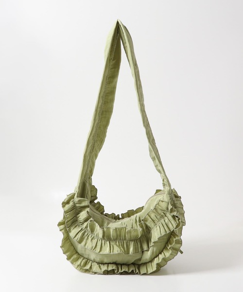 KBF(ケイビーエフ)の「フリルギャザーBAG(ショルダーバッグ・レディース・アイボリー/チャコールグレー/グリーン・ONE)」の14枚目の写真